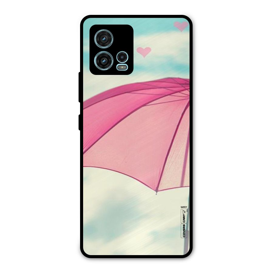 Cute Pink Umbrella Metal Back Case for Moto G72