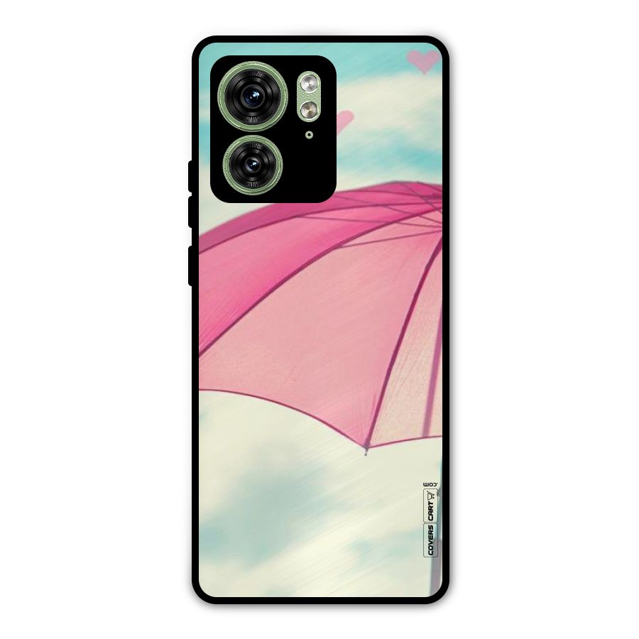 Cute Pink Umbrella Metal Back Case for Motorola Edge 40 5G