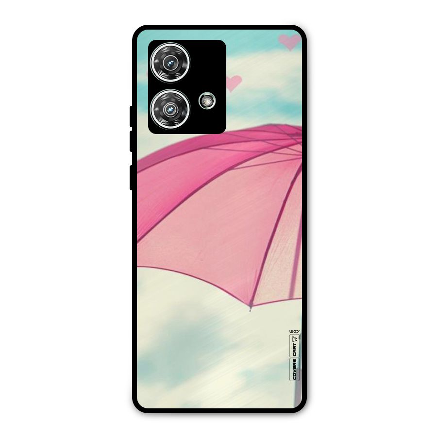 Cute Pink Umbrella Metal Back Case for Motorola Edge 40 Neo