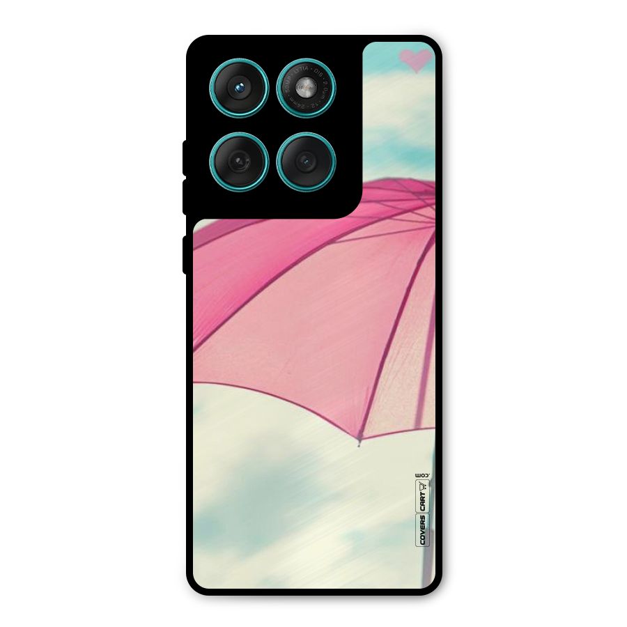 Cute Pink Umbrella Metal Back Case for Motorola Edge 60 Fusion