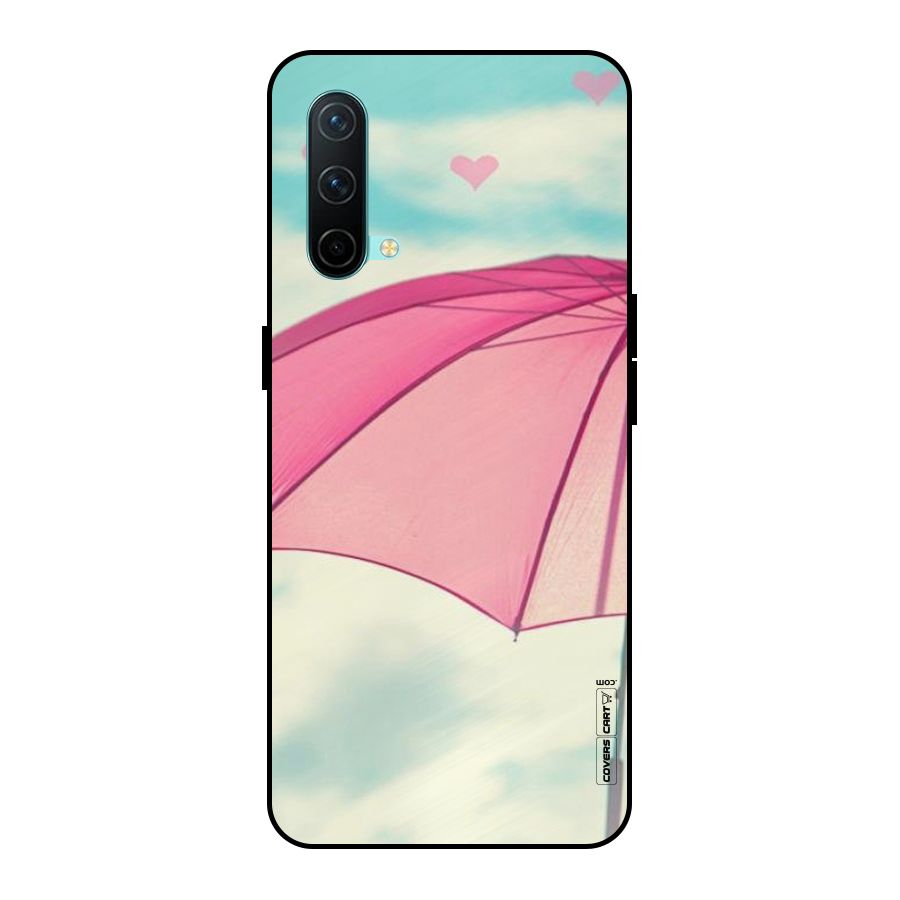 Cute Pink Umbrella Metal Back Case for OnePlus Nord CE 5G