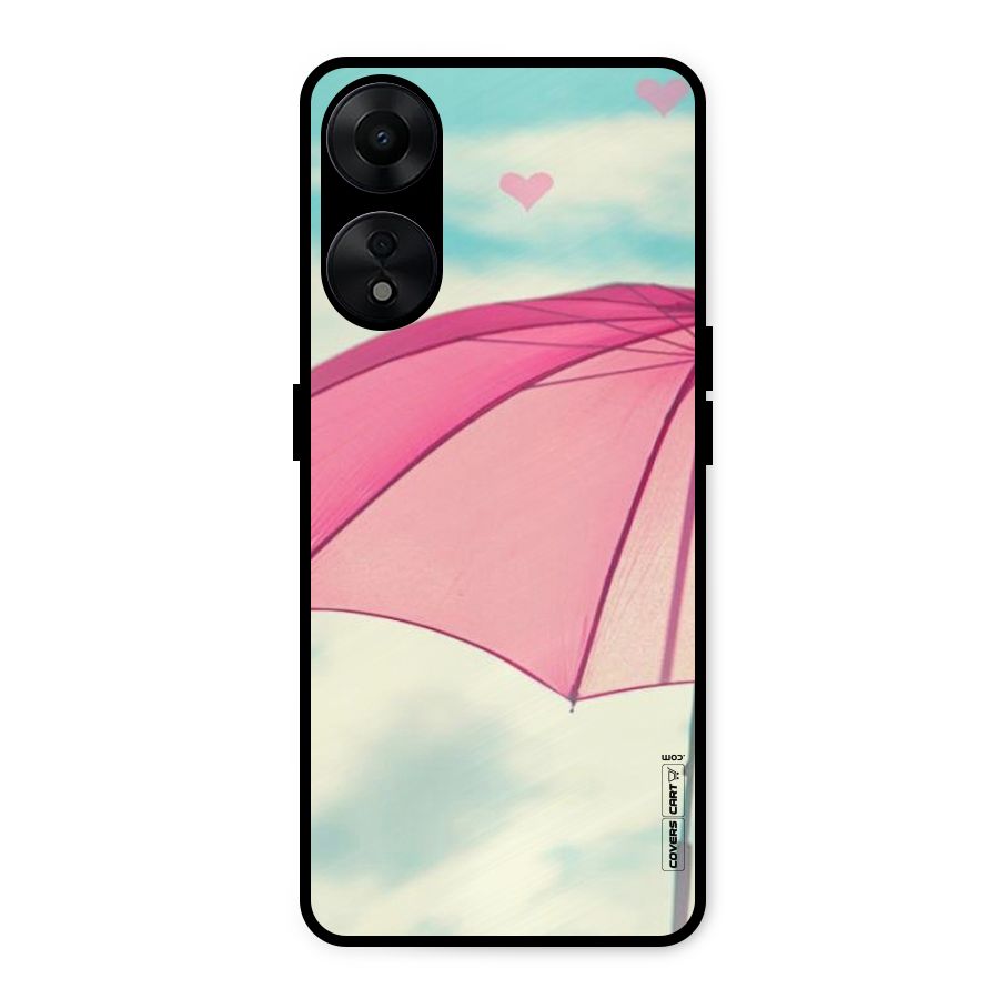 Cute Pink Umbrella Metal Back Case for Oppo A78 5G