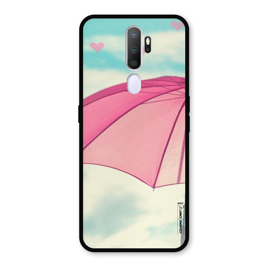 Cute Pink Umbrella Metal Back Case for Oppo A9 (2020)