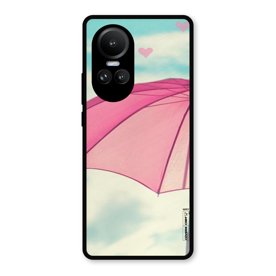 Cute Pink Umbrella Metal Back Case for Oppo Reno10