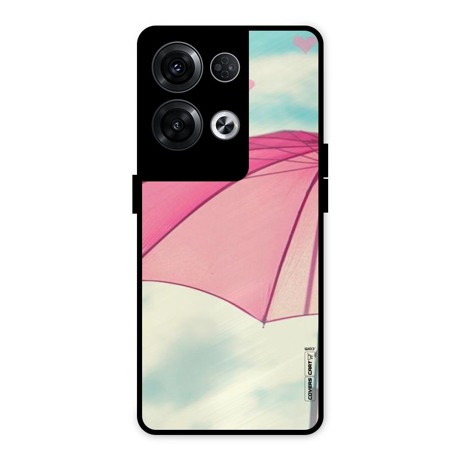 Cute Pink Umbrella Metal Back Case for Oppo Reno8 Pro 5G
