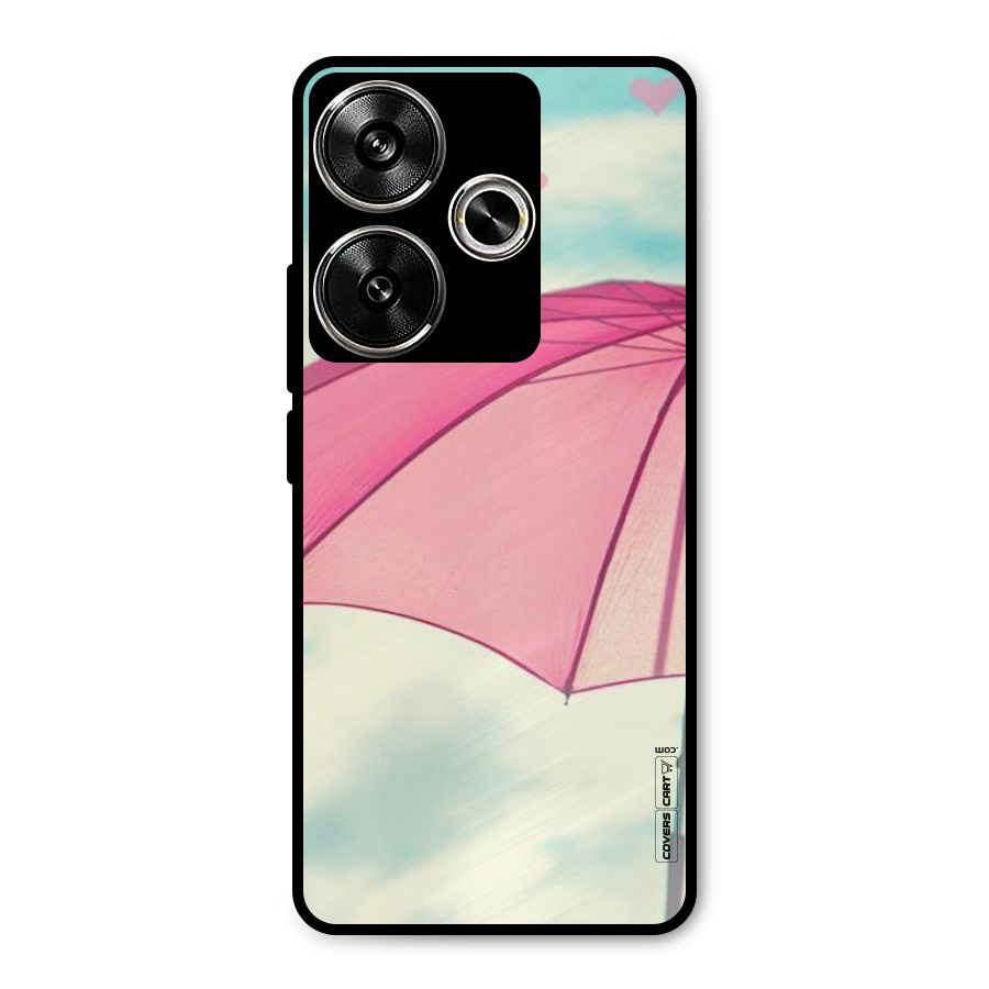 Cute Pink Umbrella Metal Back Case for Poco F6