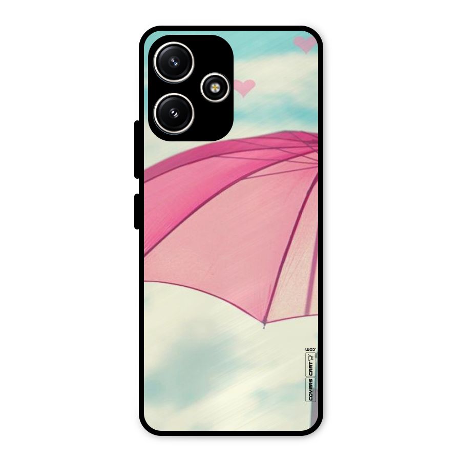 Cute Pink Umbrella Metal Back Case for Poco M6 Pro