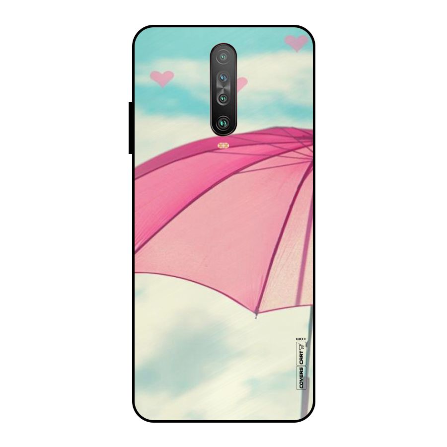 Cute Pink Umbrella Metal Back Case for Poco X2