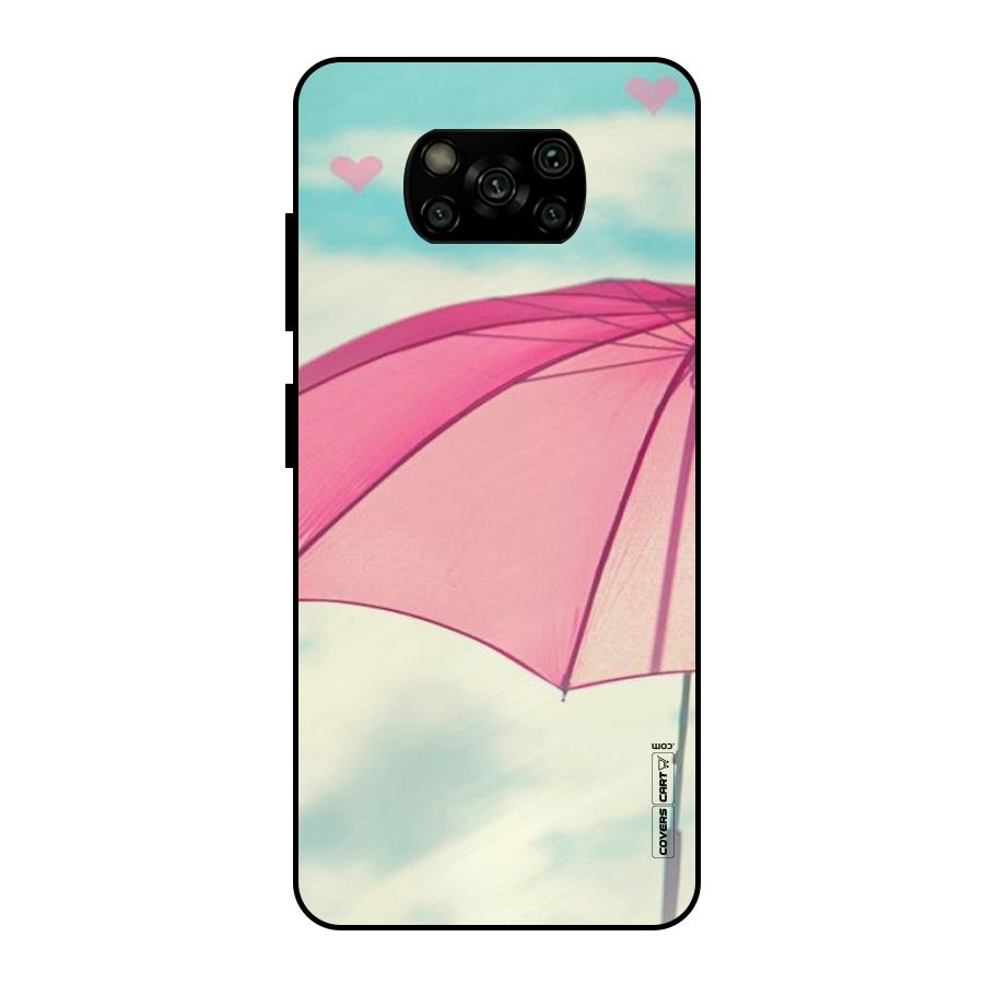 Cute Pink Umbrella Metal Back Case for Poco X3