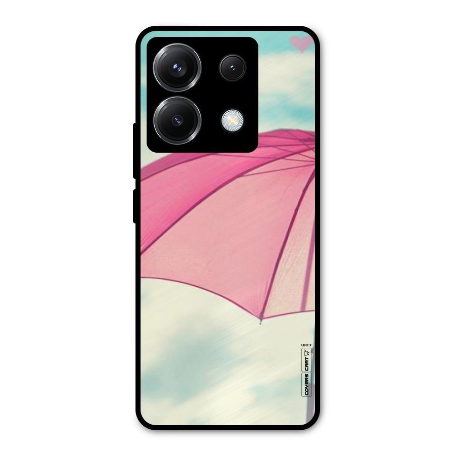 Cute Pink Umbrella Metal Back Case for Poco X6