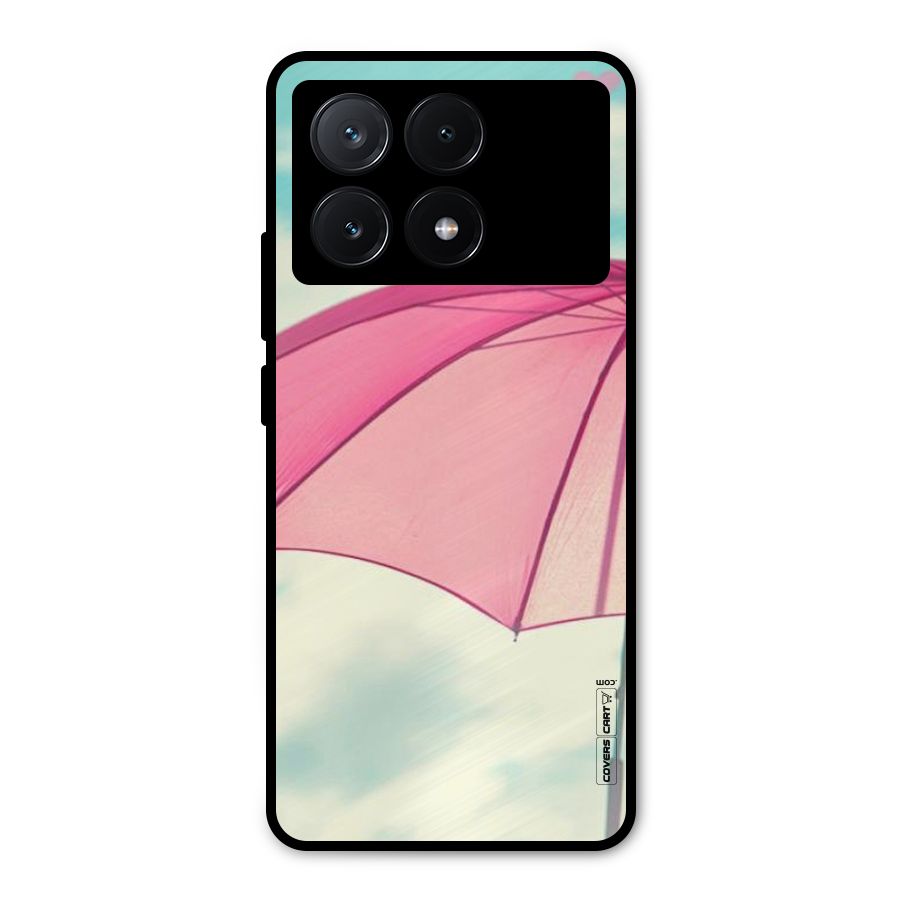 Cute Pink Umbrella Metal Back Case for Poco X6 Pro