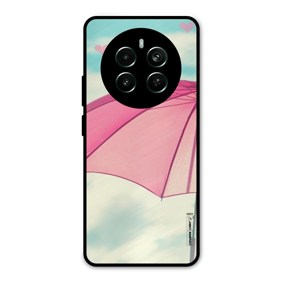 Cute Pink Umbrella Metal Back Case for Realme 12 Pro Plus