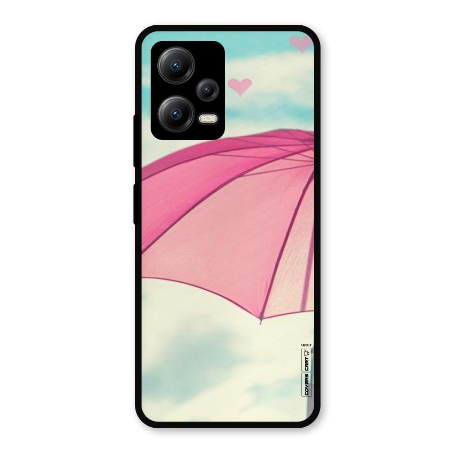 Cute Pink Umbrella Metal Back Case for Redmi Note 12 5G