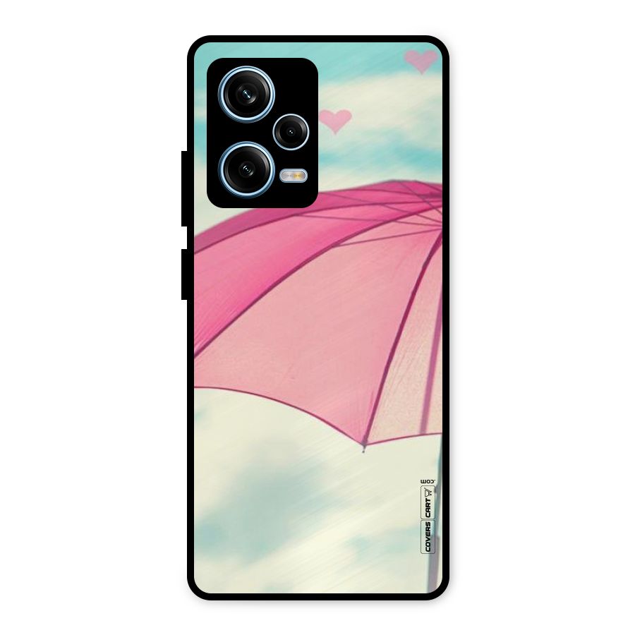 Cute Pink Umbrella Metal Back Case for Redmi Note 12 Pro