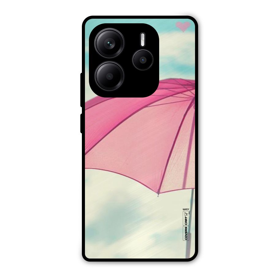 Cute Pink Umbrella Metal Back Case for Redmi Note 14 5G