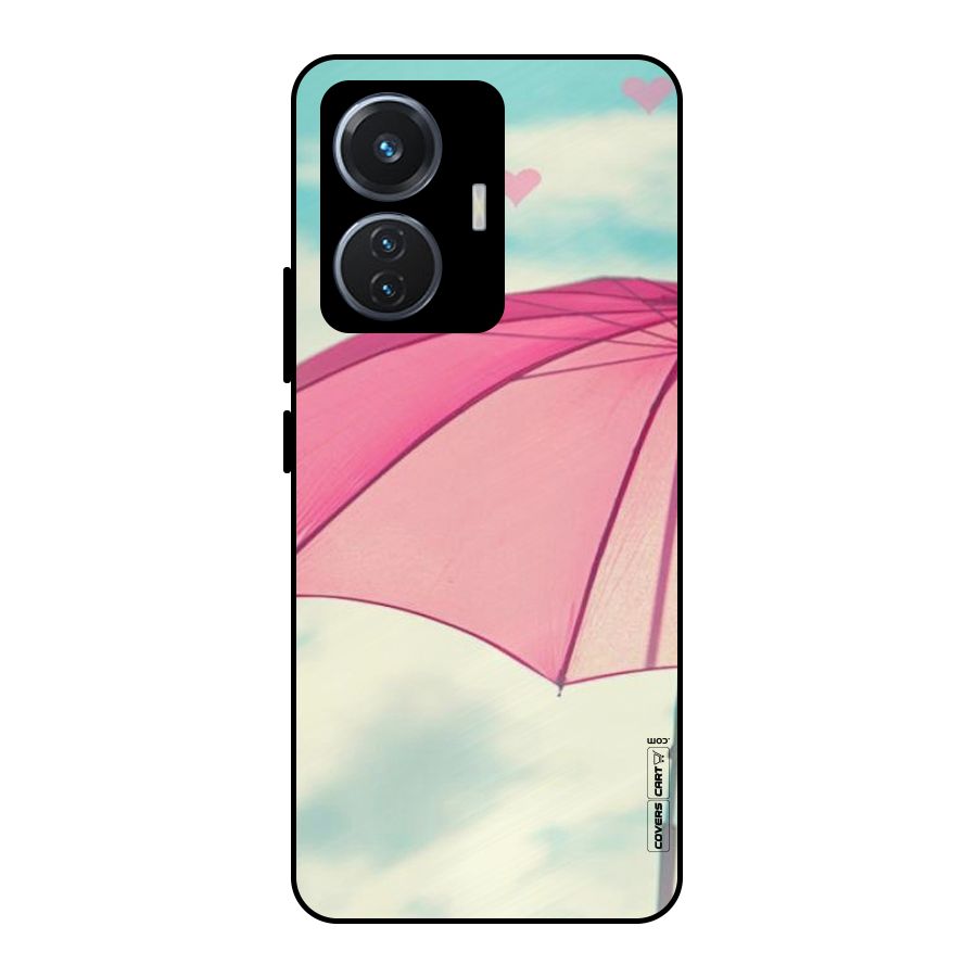 Cute Pink Umbrella Metal Back Case for Vivo T1 44W