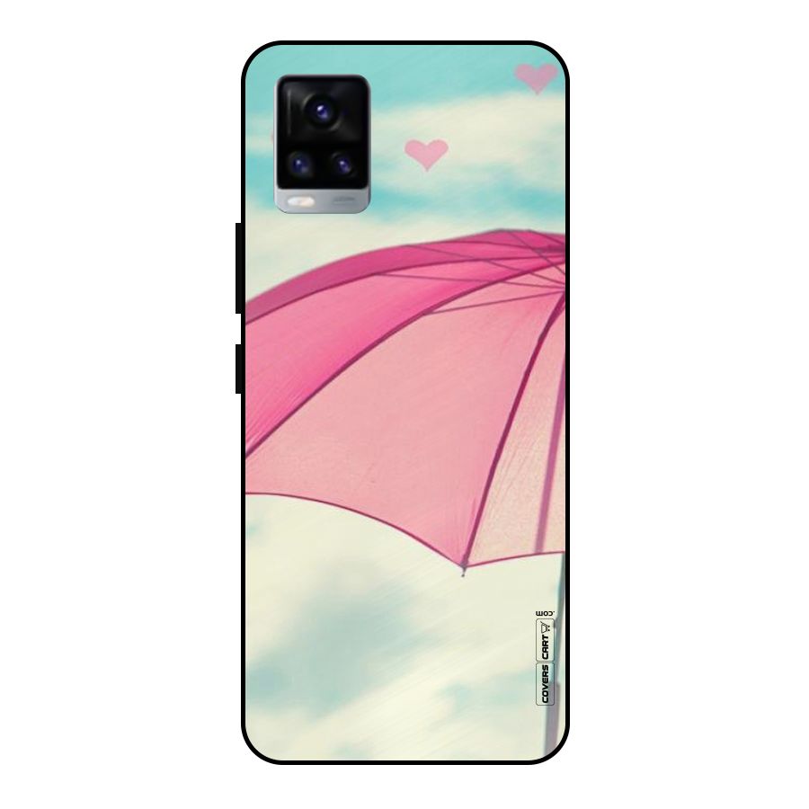Cute Pink Umbrella Metal Back Case for Vivo V20 2021