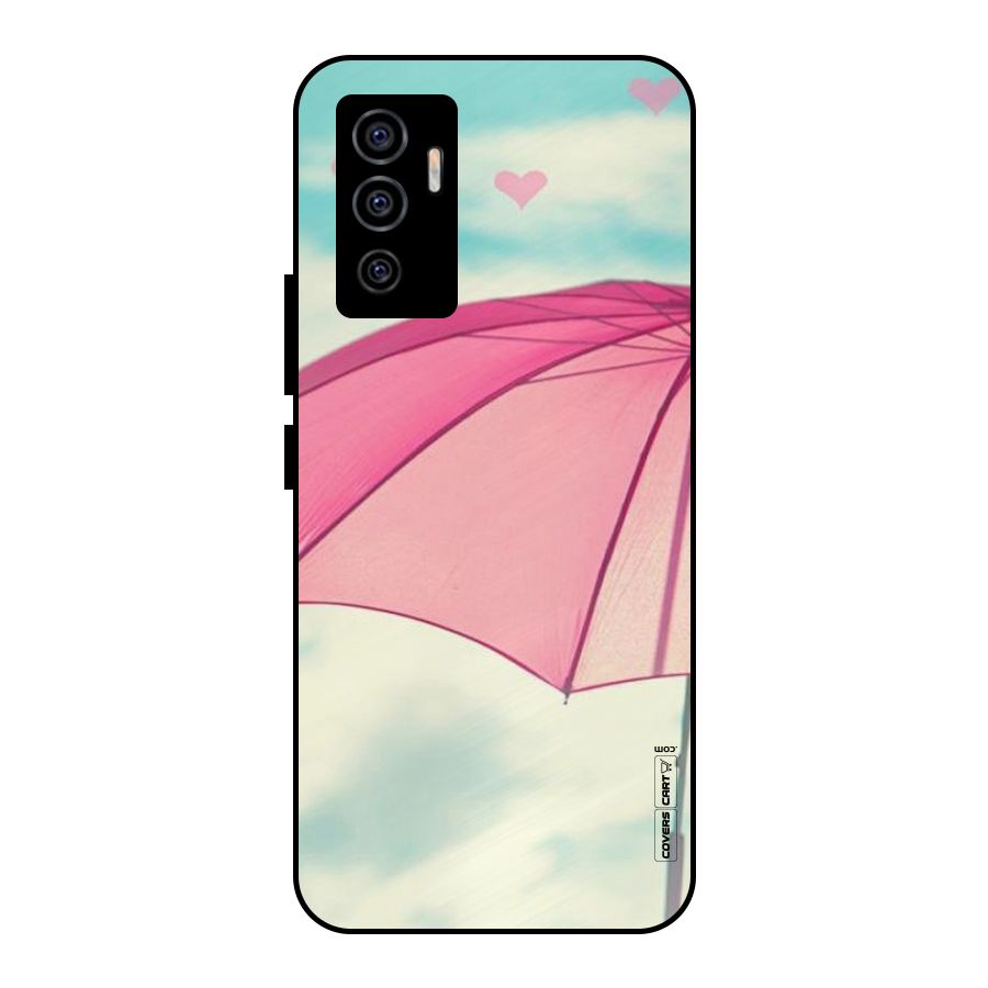 Cute Pink Umbrella Metal Back Case for Vivo V23e
