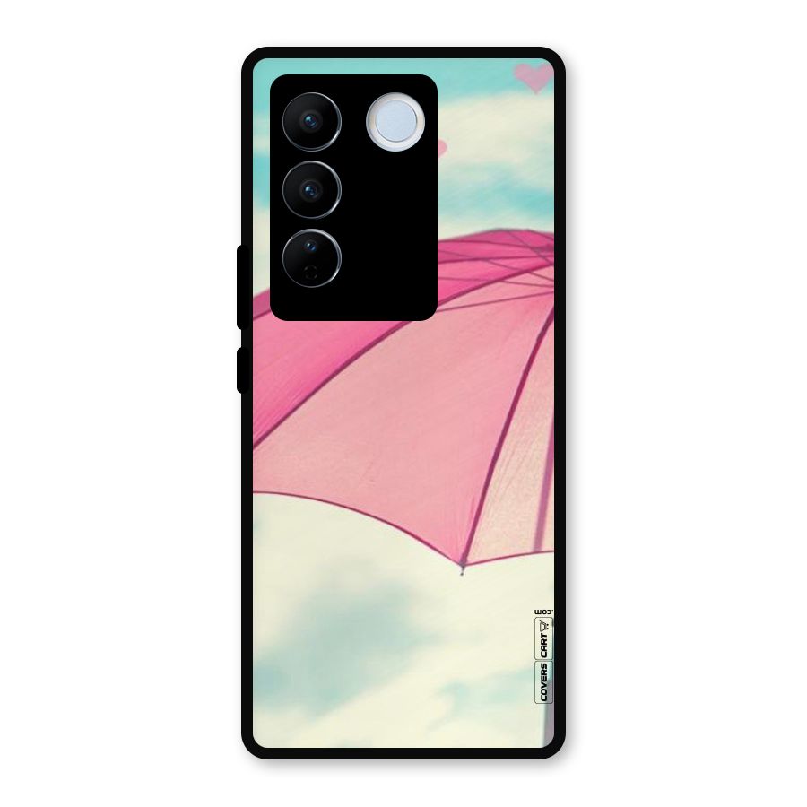 Cute Pink Umbrella Metal Back Case for Vivo V27