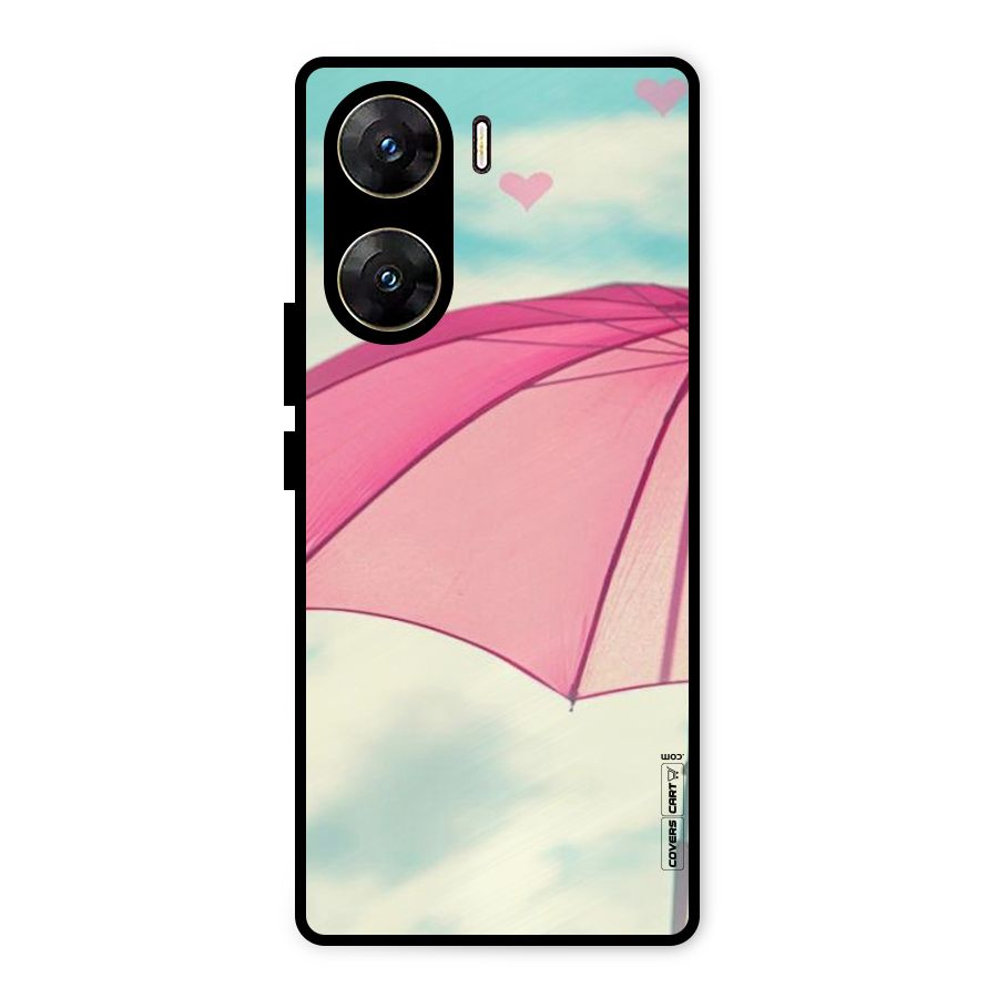Cute Pink Umbrella Metal Back Case for Vivo V29e