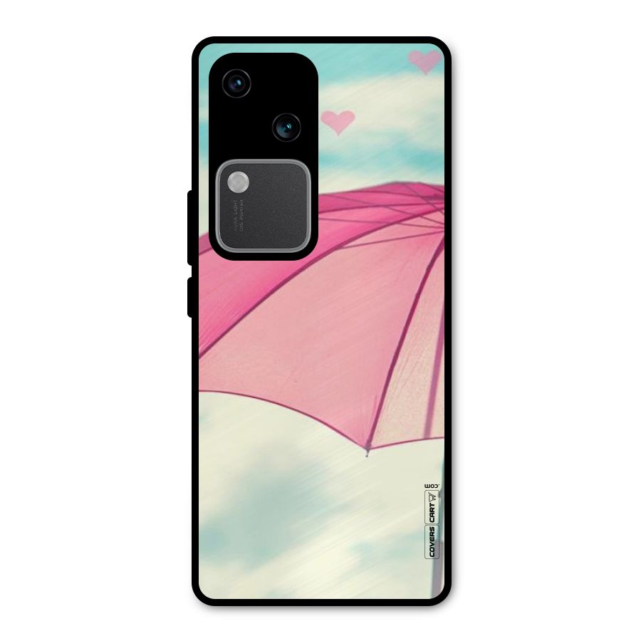 Cute Pink Umbrella Metal Back Case for Vivo V30