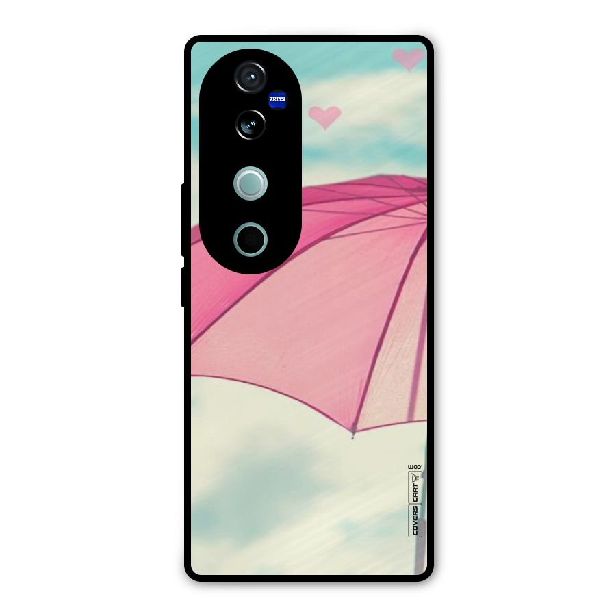 Cute Pink Umbrella Metal Back Case for Vivo V40