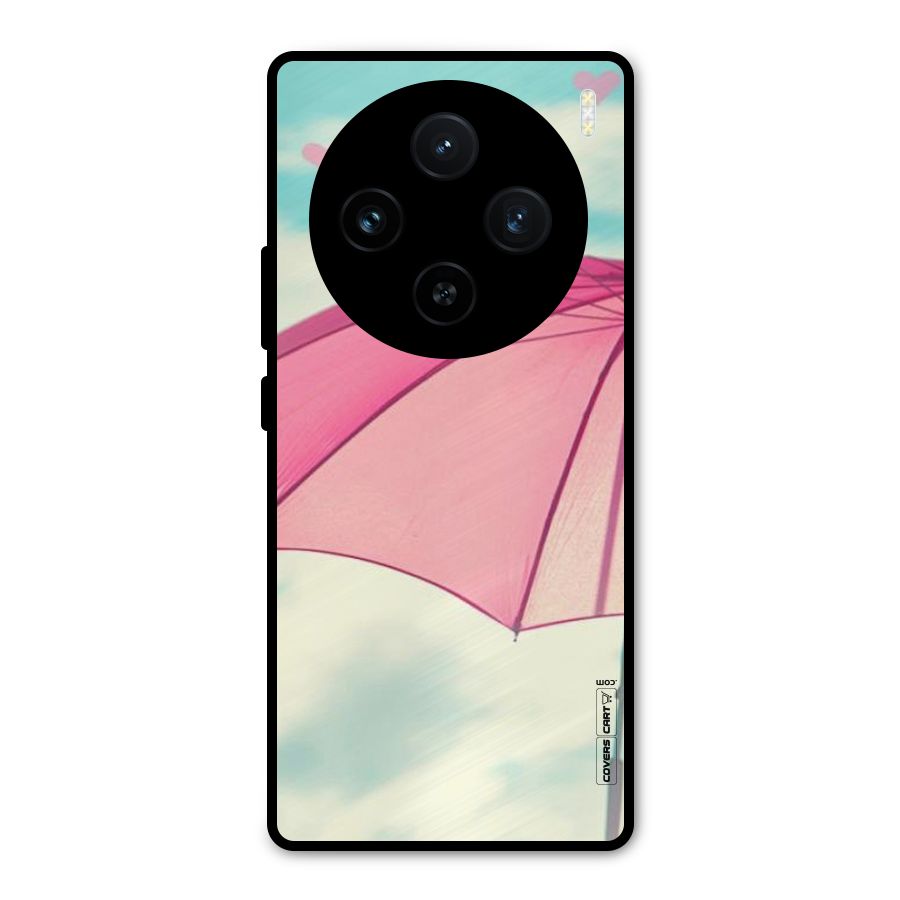 Cute Pink Umbrella Metal Back Case for Vivo X100