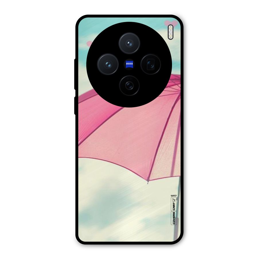Cute Pink Umbrella Metal Back Case for Vivo X200