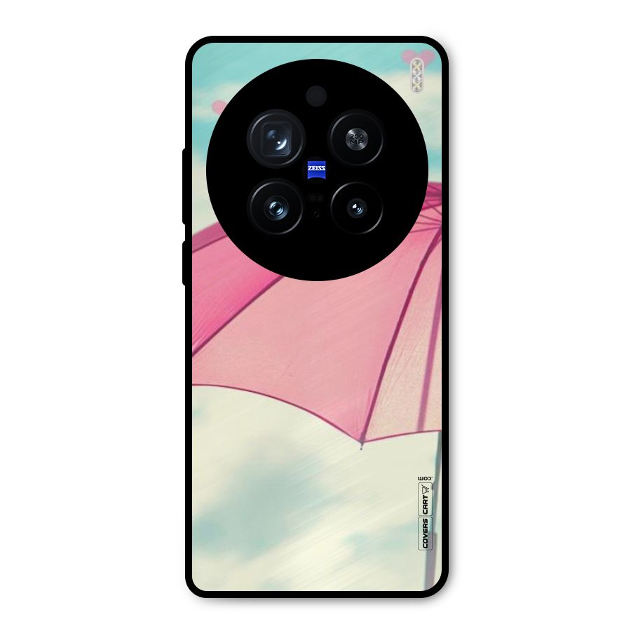 Cute Pink Umbrella Metal Back Case for Vivo X200 Pro