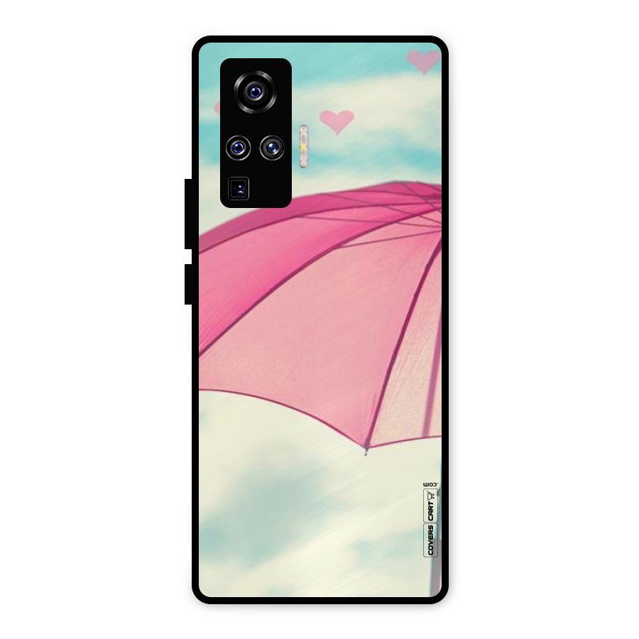 Cute Pink Umbrella Metal Back Case for Vivo X50 Pro