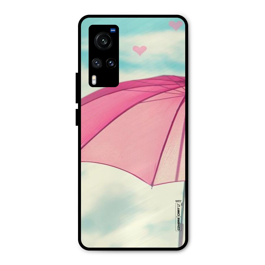 Cute Pink Umbrella Metal Back Case for Vivo X60