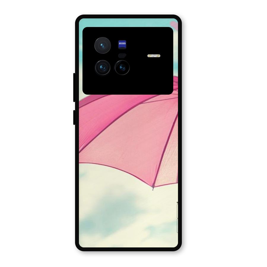 Cute Pink Umbrella Metal Back Case for Vivo X80