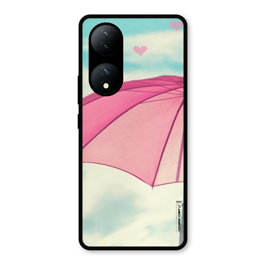 Cute Pink Umbrella Metal Back Case for Vivo Y100