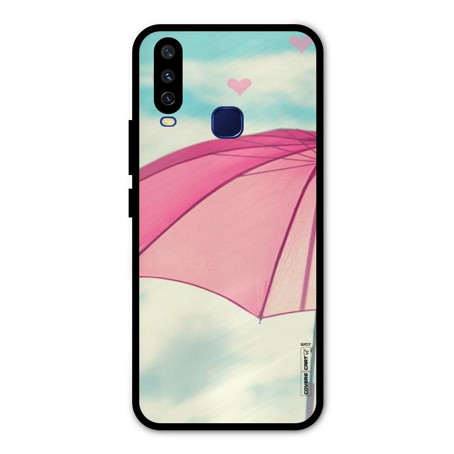 Cute Pink Umbrella Metal Back Case for Vivo Y15
