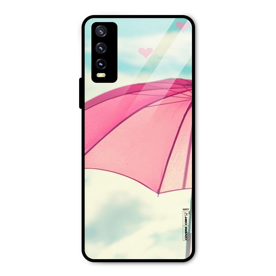 Cute Pink Umbrella Metal Back Case for Vivo Y20 2021