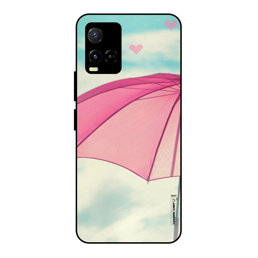 Cute Pink Umbrella Metal Back Case for Vivo Y21