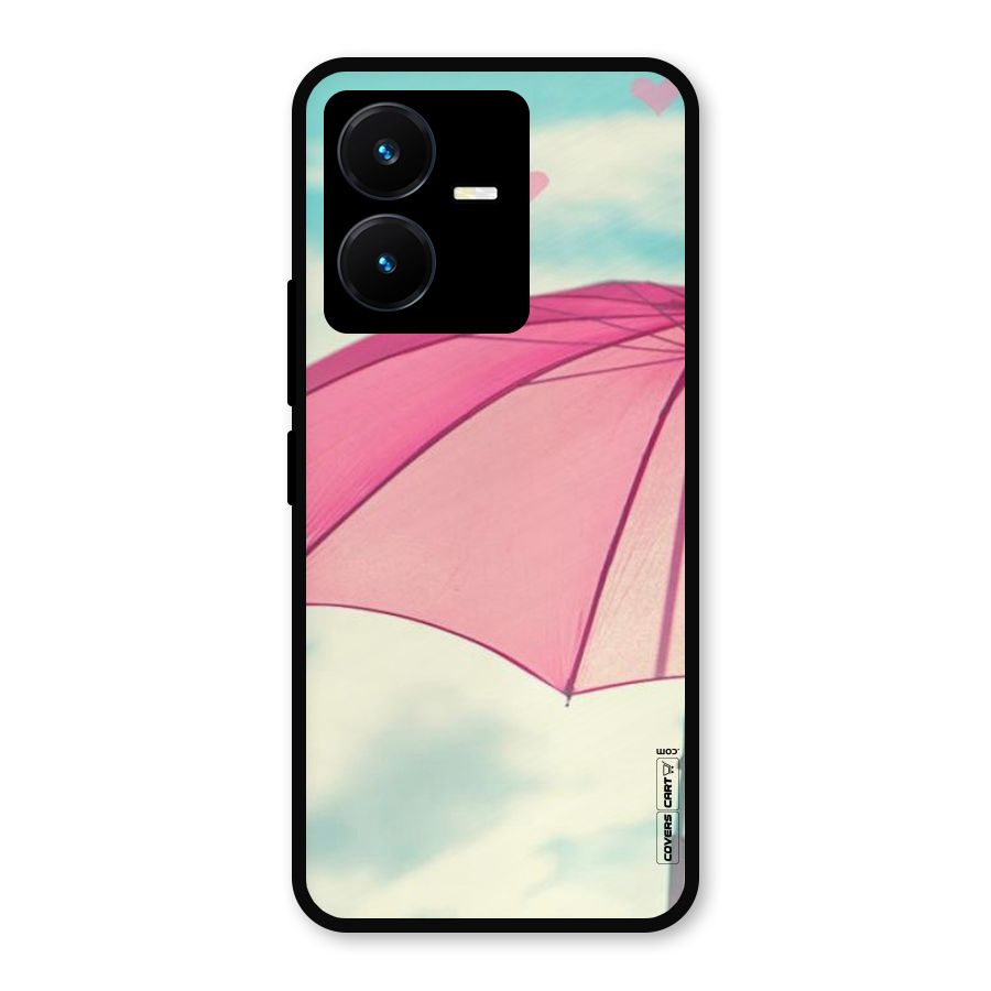 Cute Pink Umbrella Metal Back Case for Vivo Y22