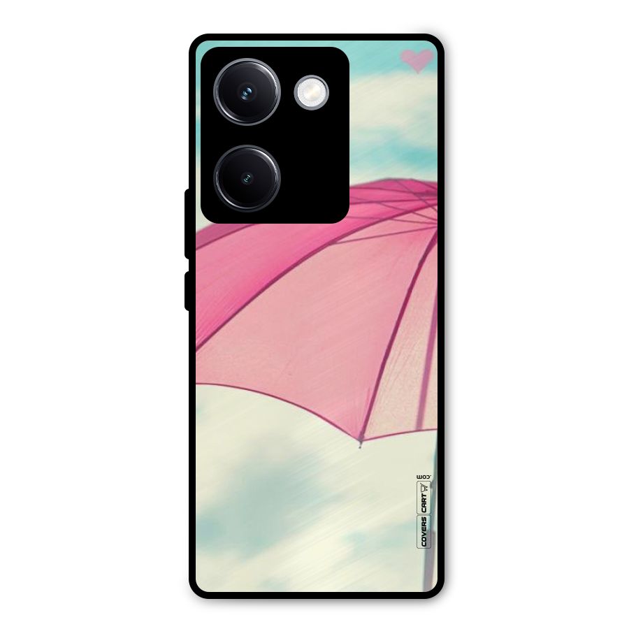 Cute Pink Umbrella Metal Back Case for Vivo Y300 Plus