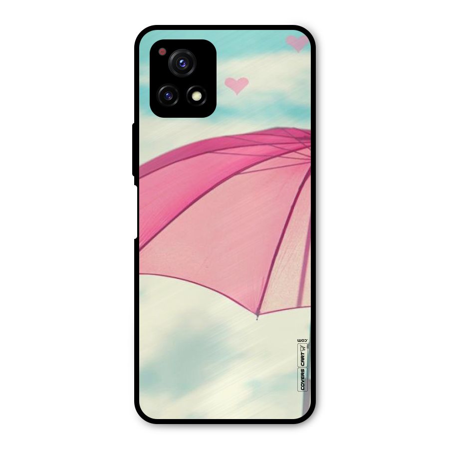 Cute Pink Umbrella Metal Back Case for Vivo Y72 5G