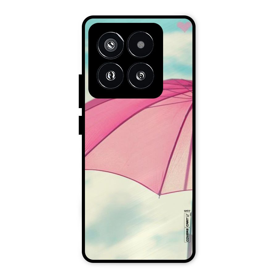 Cute Pink Umbrella Metal Back Case for Xiaomi 14 Pro