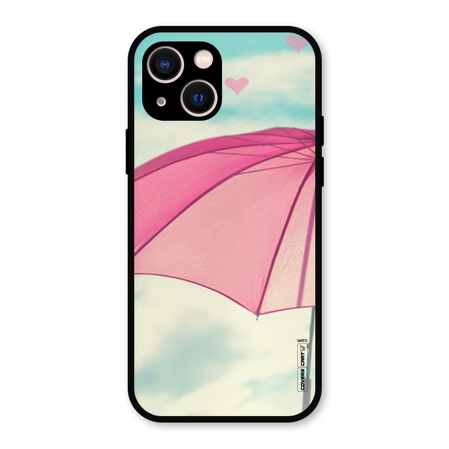 Cute Pink Umbrella Metal Back Case for iPhone 13