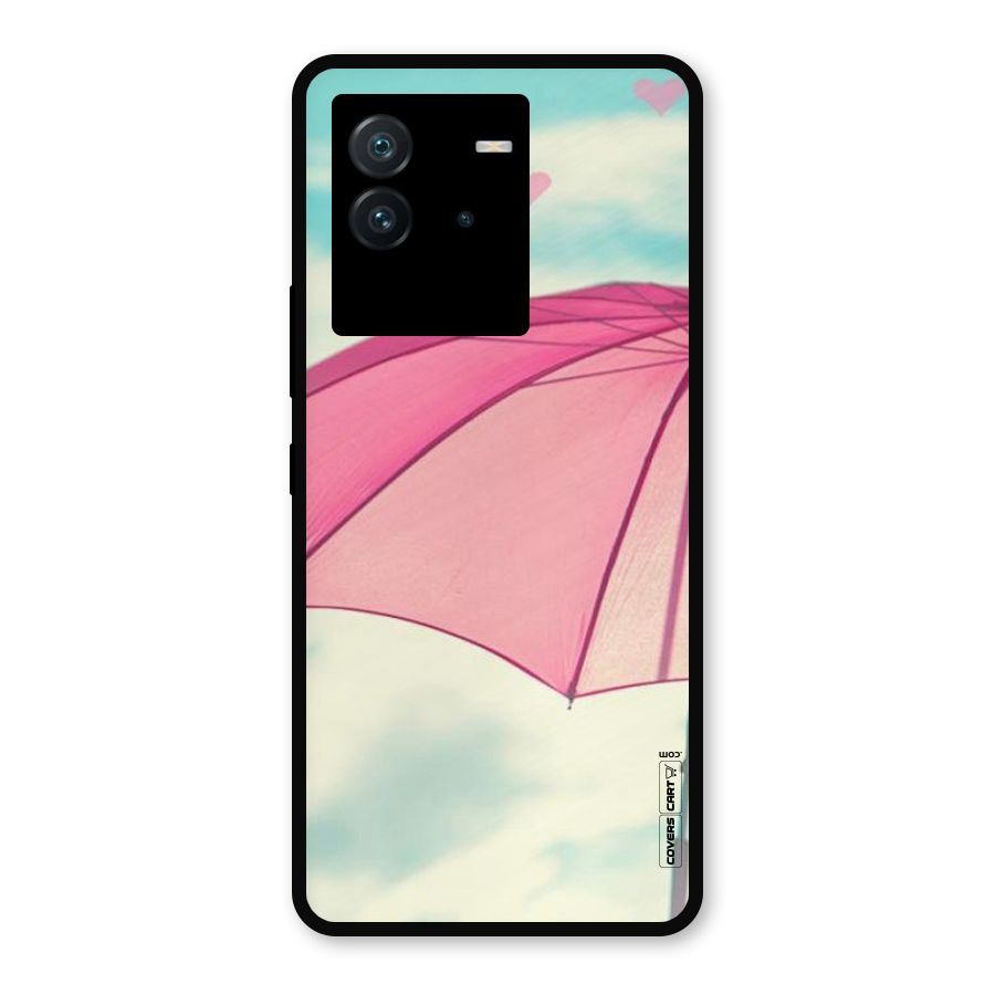 Cute Pink Umbrella Metal Back Case for iQOO Neo 6 5G