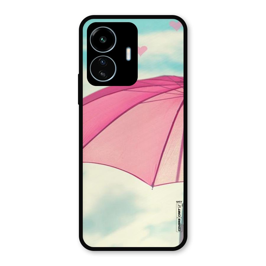 Cute Pink Umbrella Metal Back Case for vivo iQOO Z6 Lite 5G