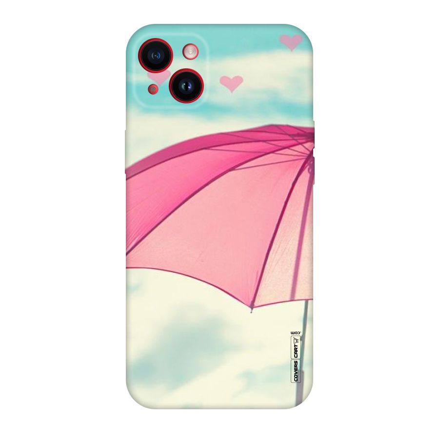 Cute Pink Umbrella Original Polycarbonate Back Case for iPhone 14 Plus