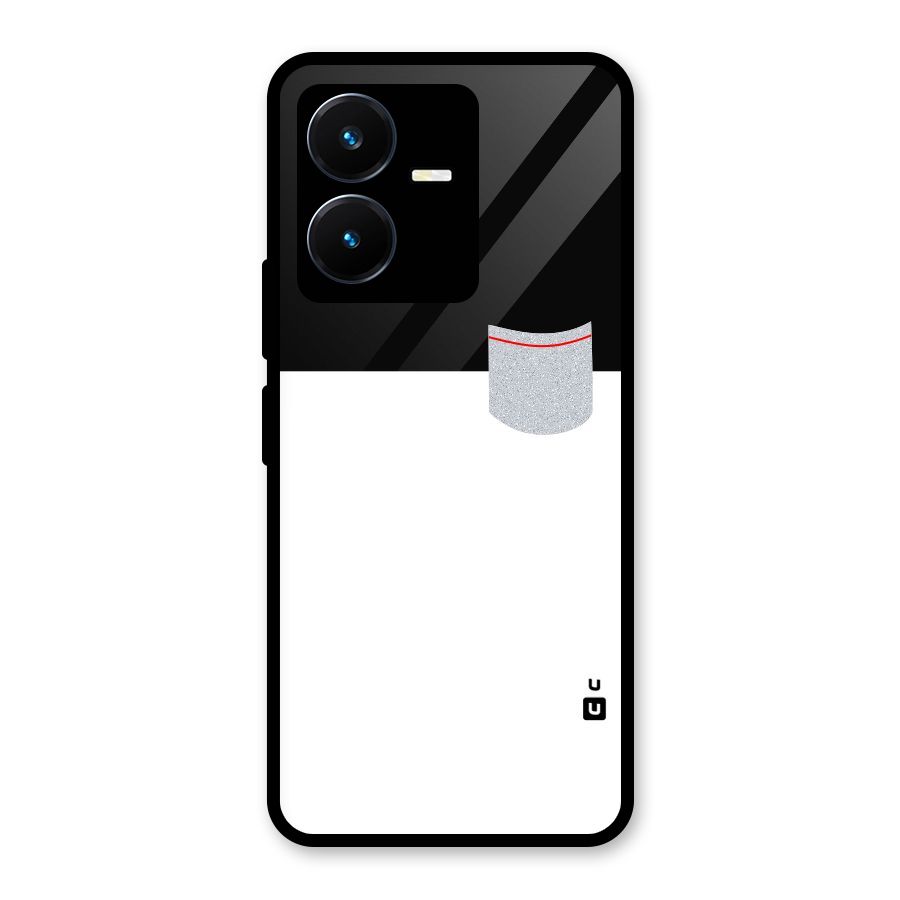 Cute Pocket Simple Glass Back Case for Vivo Y22s