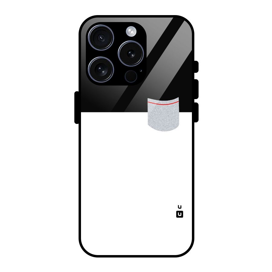 Cute Pocket Simple Glass Back Case for iPhone 15 Pro