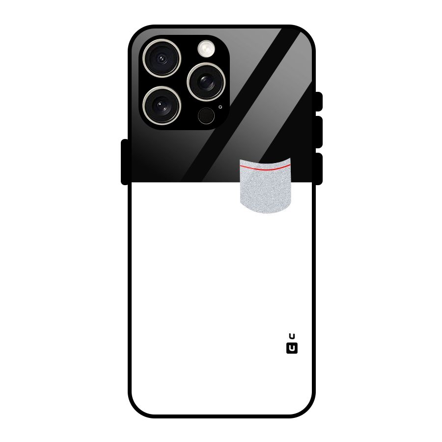 Cute Pocket Simple Glass Back Case for iPhone 15 Pro Max