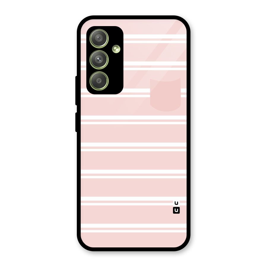Cute Pocket Striped Glass Back Case for Galaxy A54