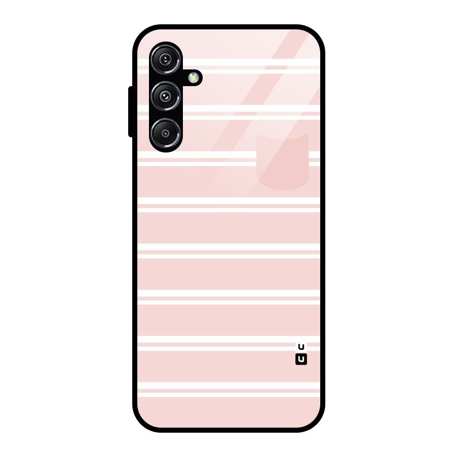 Cute Pocket Striped Glass Back Case for Galaxy M34 5G