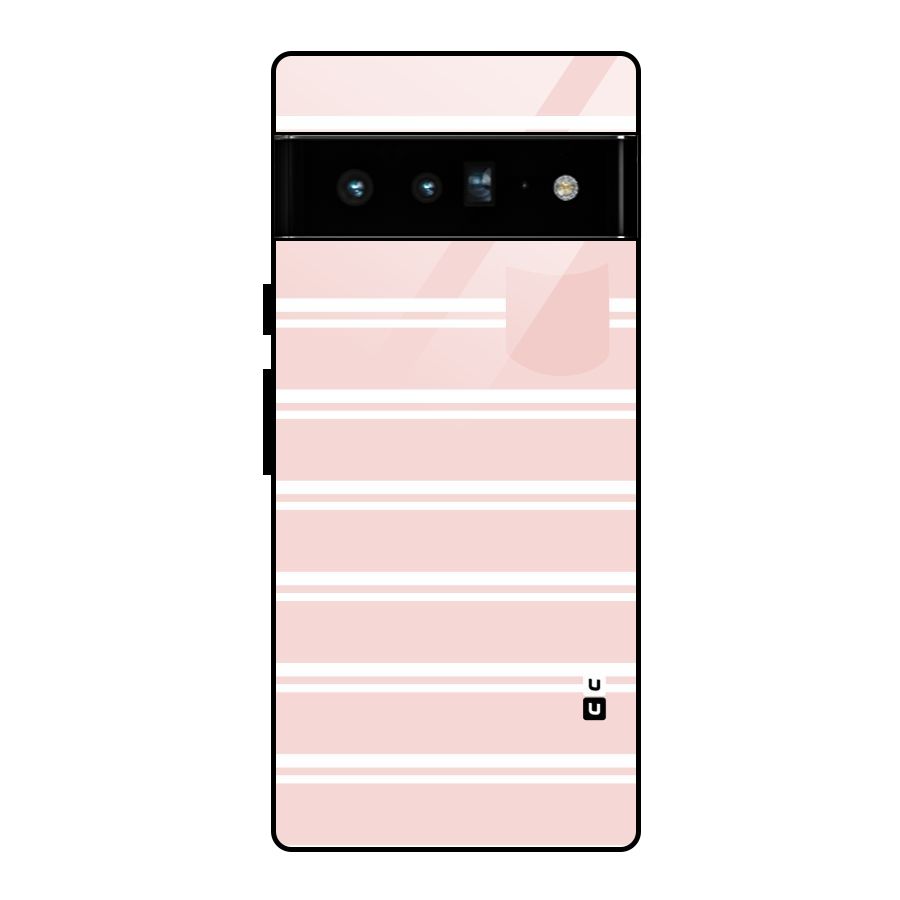 Cute Pocket Striped Glass Back Case for Google Pixel 6 Pro